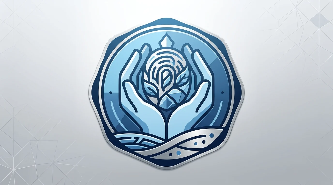 A conceptual digital stamp representing human-made game development.