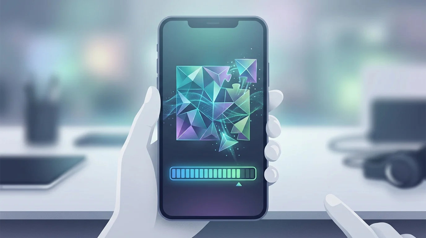A conceptual image of a phone screen showing a puzzle task.