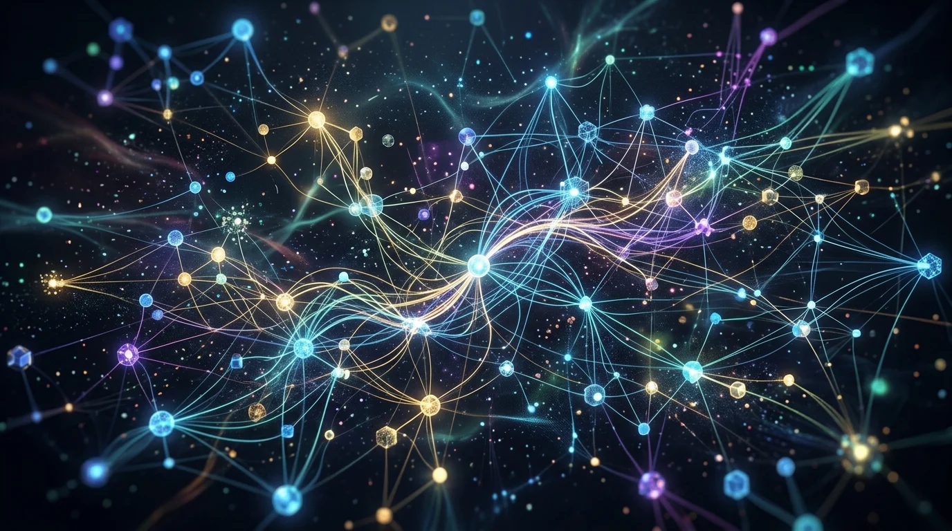 Abstract digital logic board with connecting lines and nodes