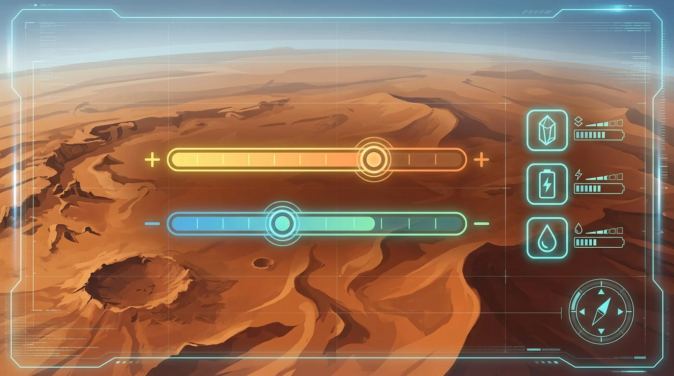Conceptual UI for game difficulty settings.
