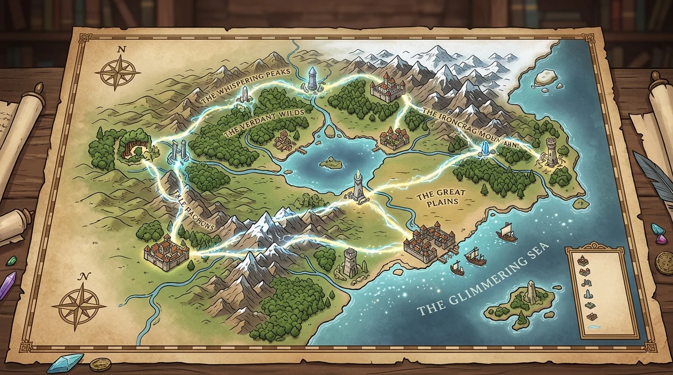 Stylized fantasy world map representing the Iselhasa duology.