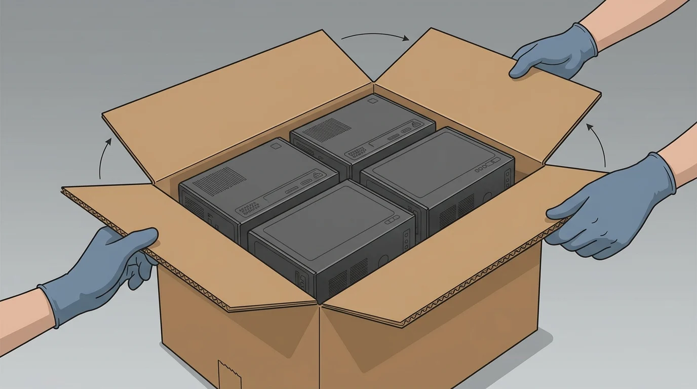 An illustration of a master carton containing four retail units