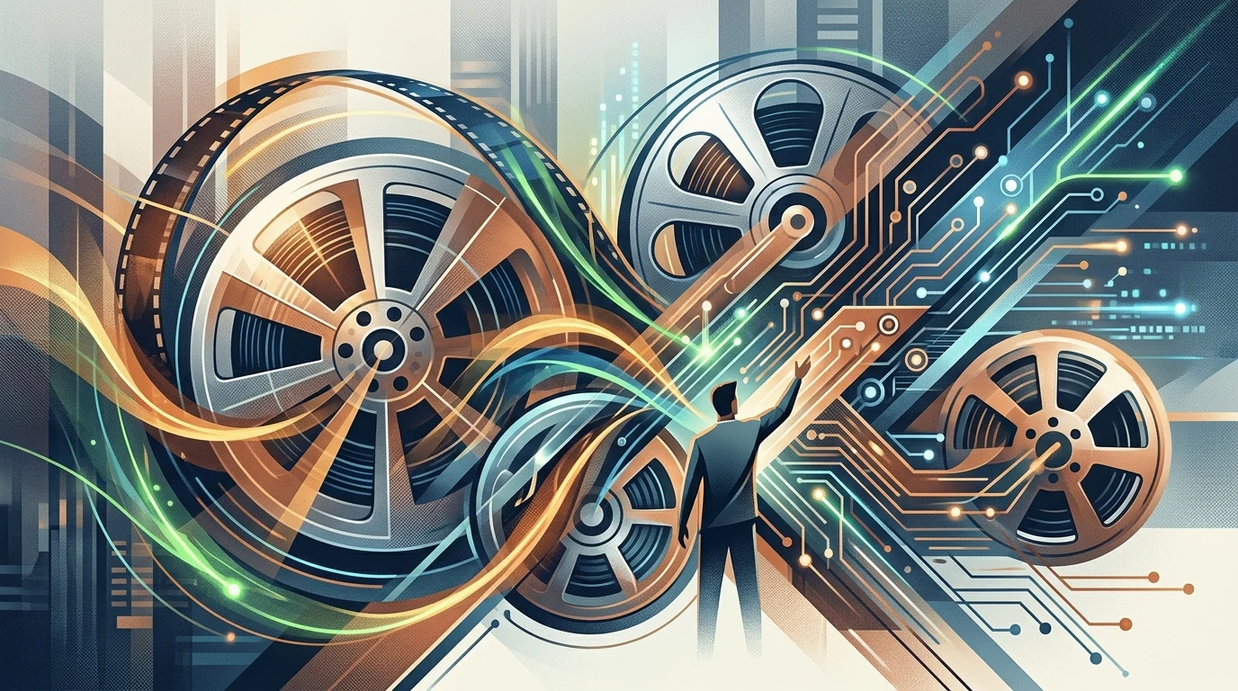 Abstract representation of game and film industry collaboration.