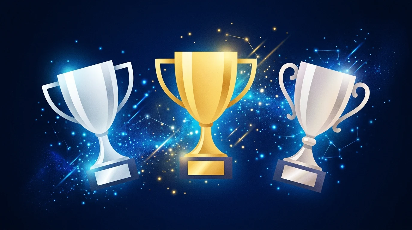 Conceptual representation of digital gaming trophies and rewards.