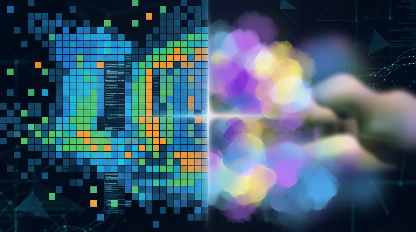 Conceptual visualization of AI-driven image upscaling and reconstruction.