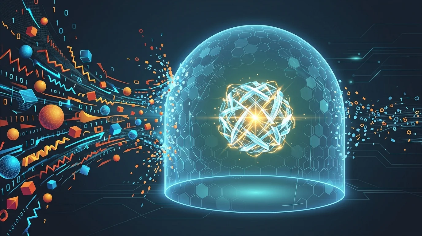 A digital barrier representing the privacy layer in AI.