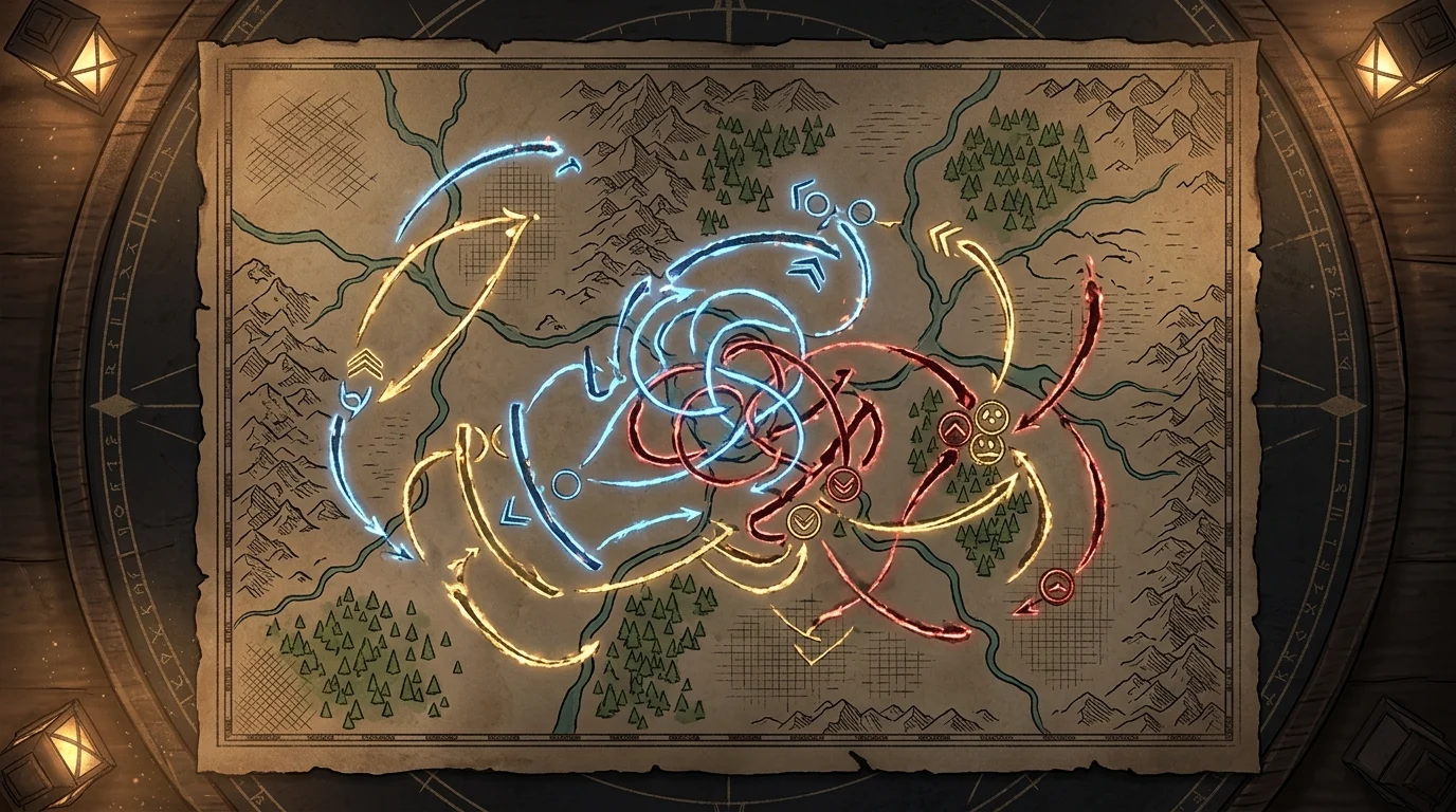 Conceptual ancient tactical battle map.