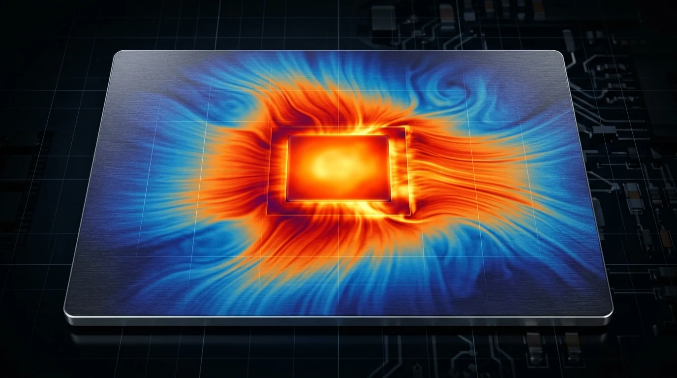 Heat map visualization on a metal surface.