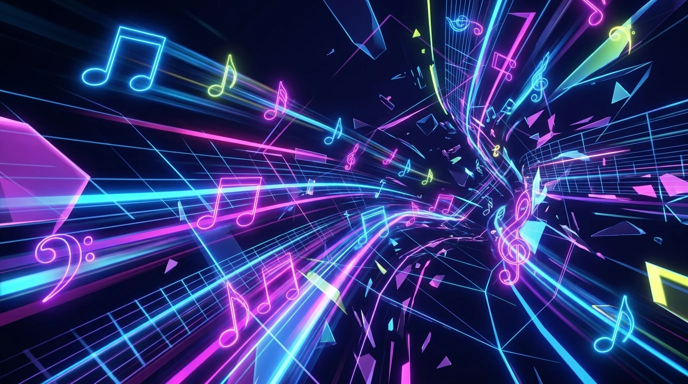 Abstract motion graphics representing high-energy music and fast-paced editing.