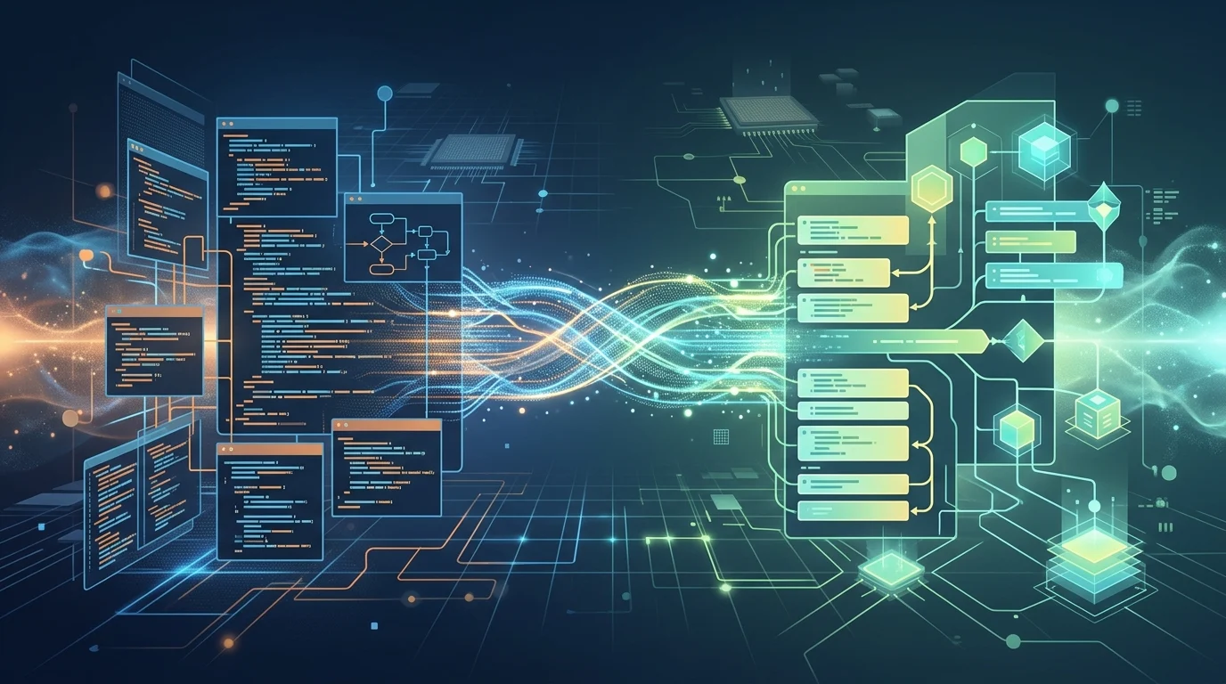 Digital illustration representing software architecture translation