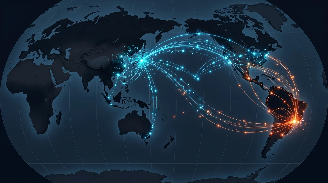 Abstract visualization of global game development links