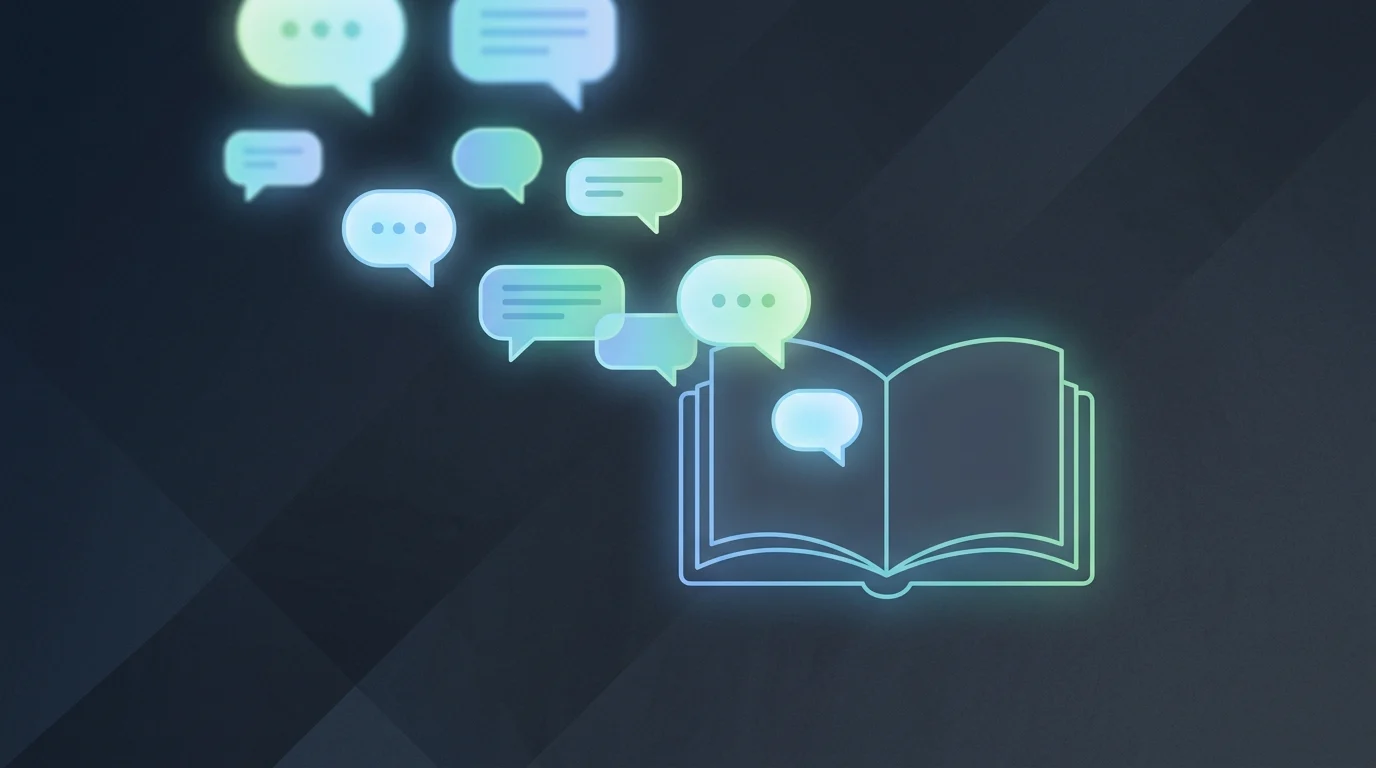 Abstract illustration of a digital conversation with a book character.
