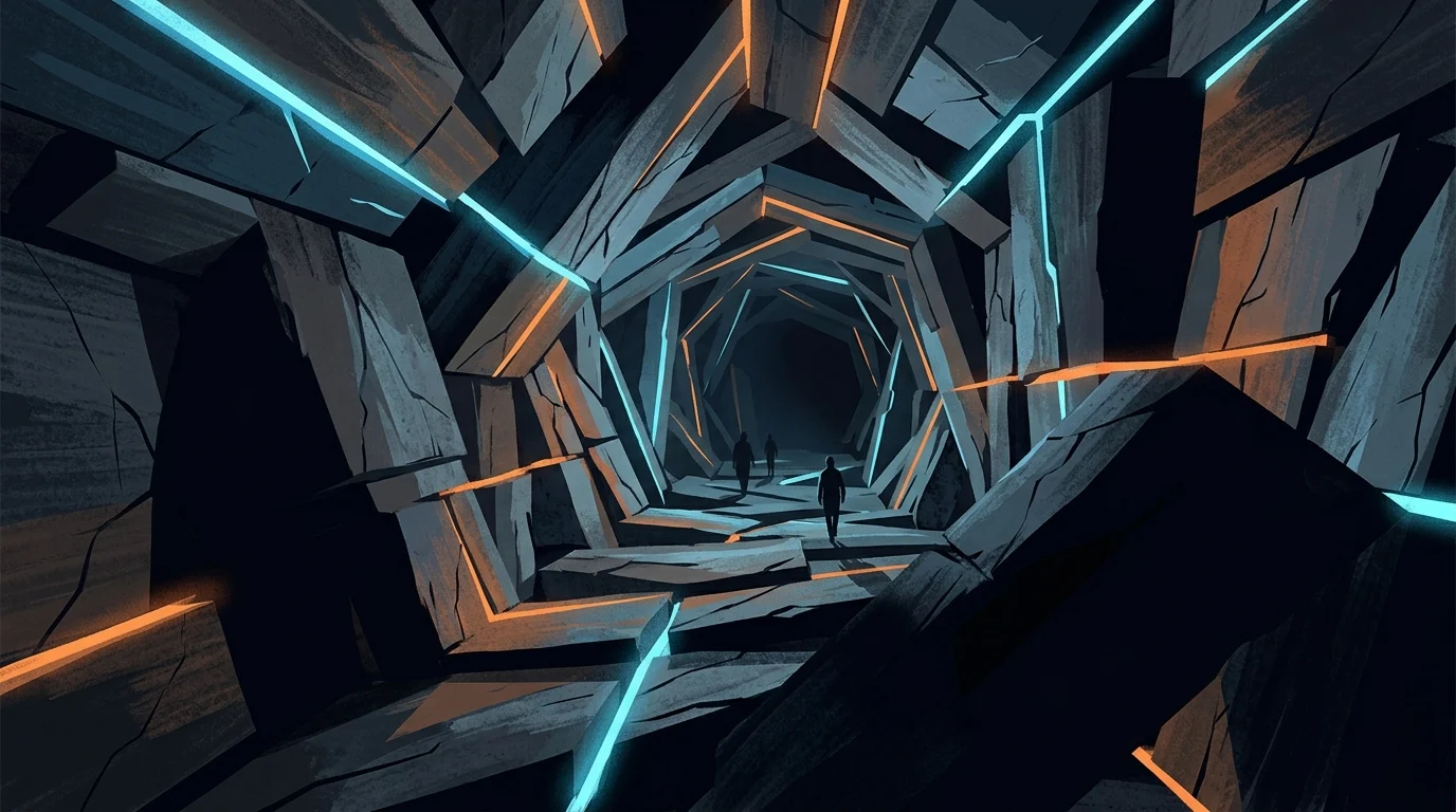 Conceptual abstract architectural environment with shifting shadows.