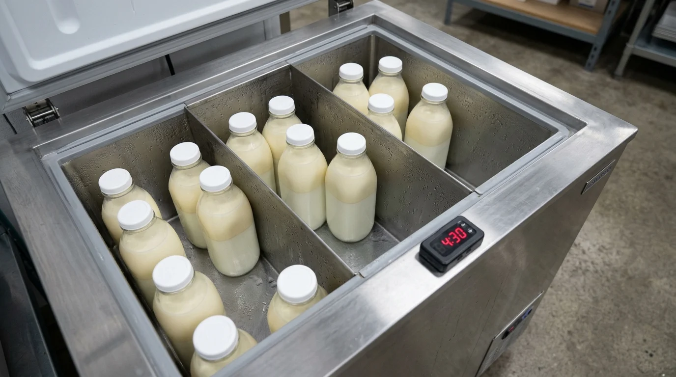 A conceptual refrigeration unit used for milk skimming in a survival setting.